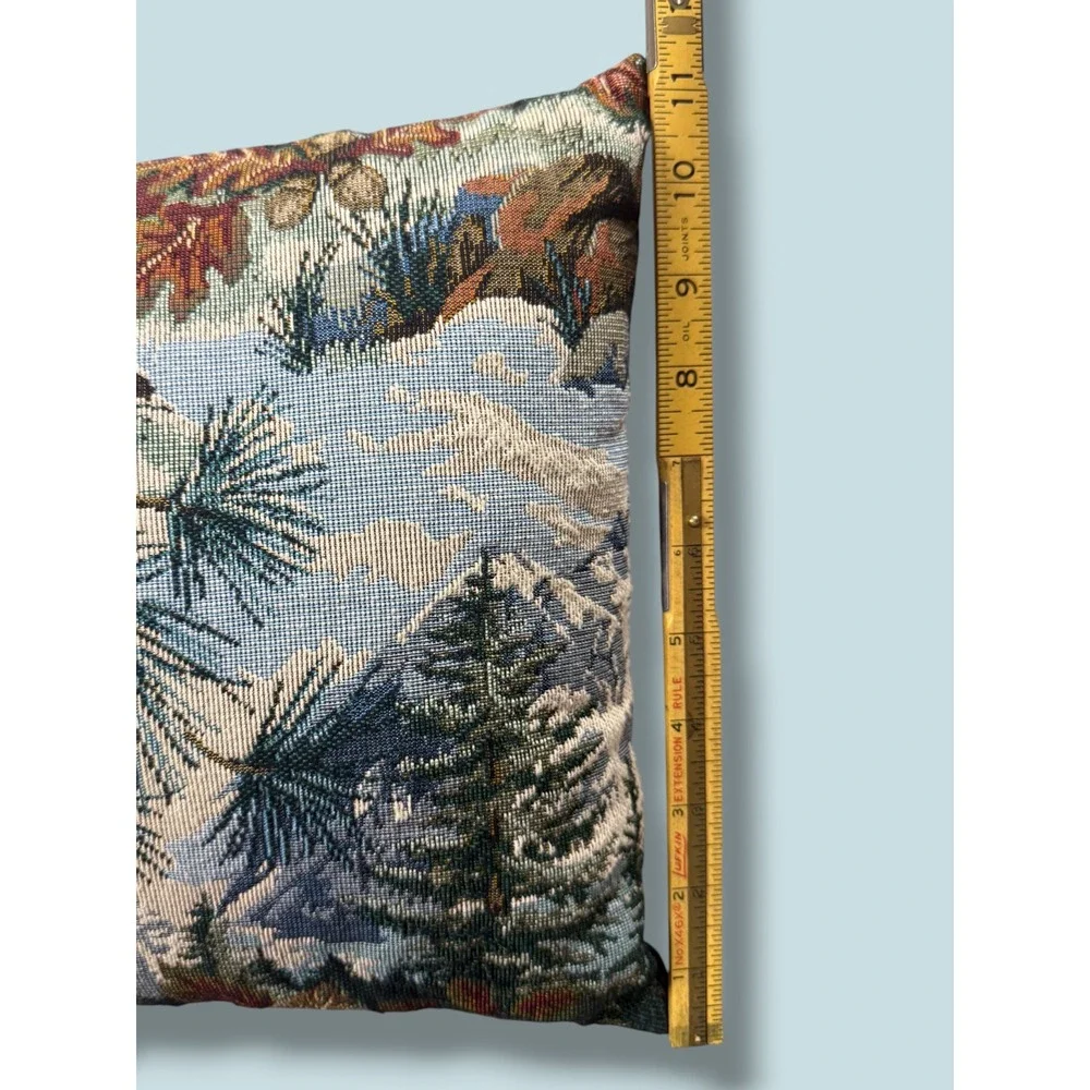 Deer Tapestry Pillow 16x11 Woodland Cabin Lodge Decor Mountain Pinecone Accent